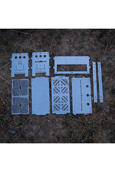 Kamp Ayısı Kamp Ayısı® PyroWide™ Geniş Katlanır Metal Ateş Kutusu - 2mm Gri Galvaniz Çelik, Çantalı, 39.5 x 26.