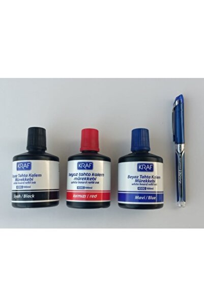 Pilot Imza Kalemi V10 Mavi - Tahta Kalem Mürekkebi 100 ml 3 Adet(Siyah-Mavi-K...