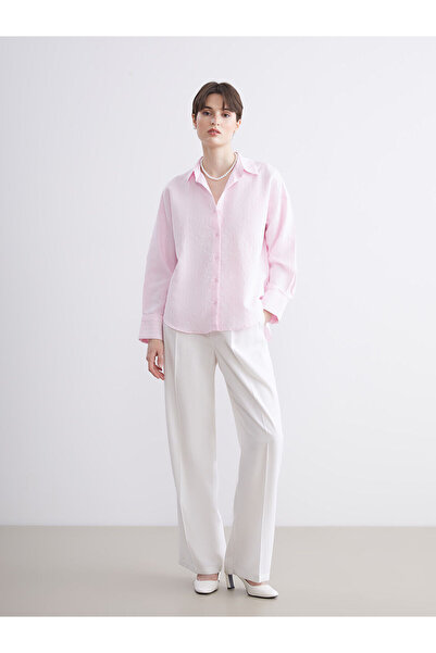 LC Waikiki Peak Yeni Sezon Çizgili Oversize Modal Karışımlı Kadın Gömlek