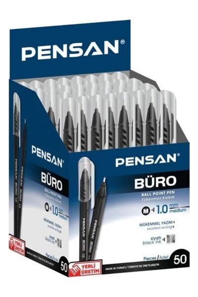 Pensan Büro Siyah Tükenmez Kalem 50'li Paket
