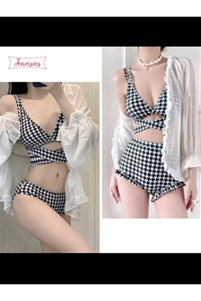 Shisa 2 parçalı siyah kareli bikini, Kadınlar için.M beden.