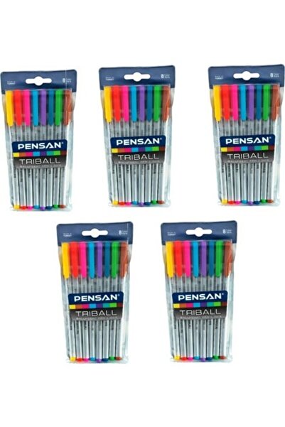 Pensan Triball 1.0 Ballpoint Pen 8 Pieces 1 Pack Total Package (8 *1=8 Pcs)
