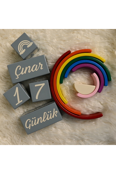 Zyt Tasarım Wooden Memory Cube Rainbow Set of Two Decor Photo Shoot