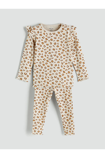 LC Waikiki New Season Crew Neck Printed Baby Girl Pajama Set