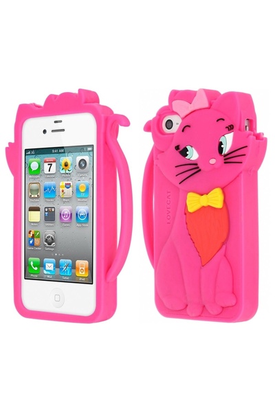 Atlas Husa APPLE iPhone 4\4S - 3D (Cat Pink)