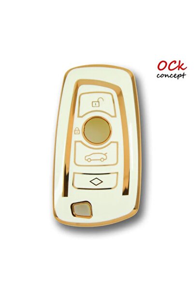 ock concept حافظة مفاتيح السيارة من نوع BMW F Series CAS4 من النوع الرابع باللون الأبيض مع سلسلة مفاتيح للسيارة