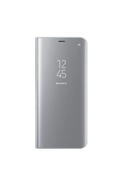 Atlas Θήκη SAMSUNG Galaxy A12 - Διαφανές πορτοφόλι με καπάκι (ασημί)