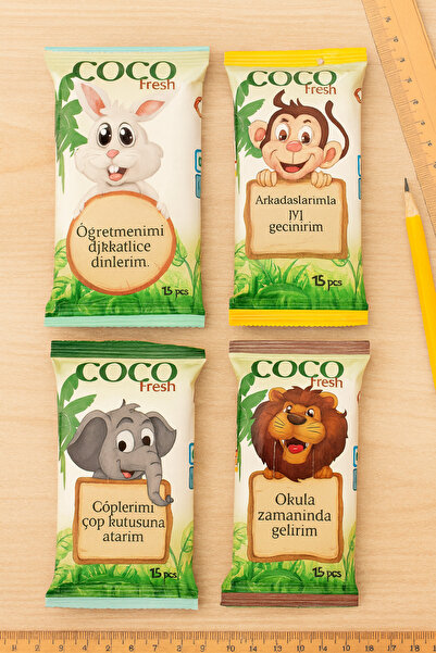 DailyHome Okul Temalı COCO Fresh Islak Mendil – Çocuklar İçin Eğlenceli Paket...