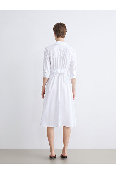LC Waikiki Poplin Belden Oturtmalı Gömlek Elbise