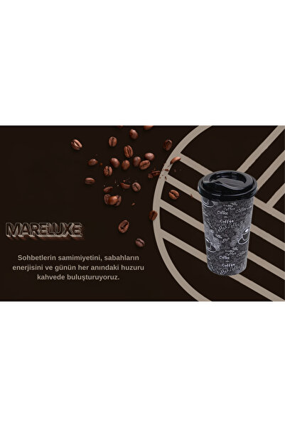Mareluxe Siyah Tasarımlı Kapaklı Kahve Bardağı – Taşınabilir Bardak, Şık & Dayanıklı Take Away Kupa