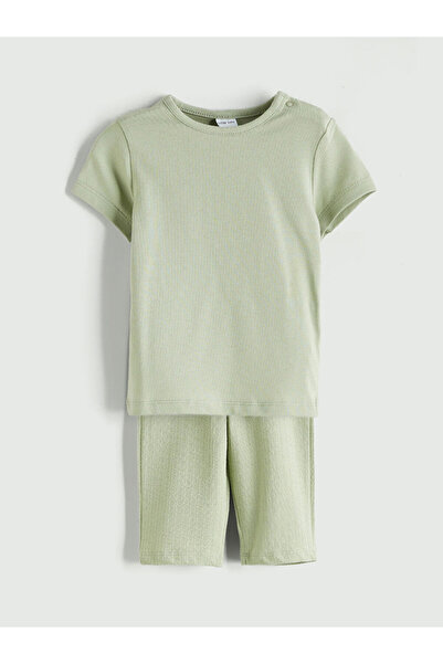 LC Waikiki Crew Neck Basic Baby Girl T-Shirt and Shorts