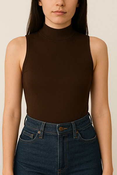 Hayalet Stand Collar Sleeveless Blouse - Cotton Woven Modal Fabric, Women's Stylish Top Wear