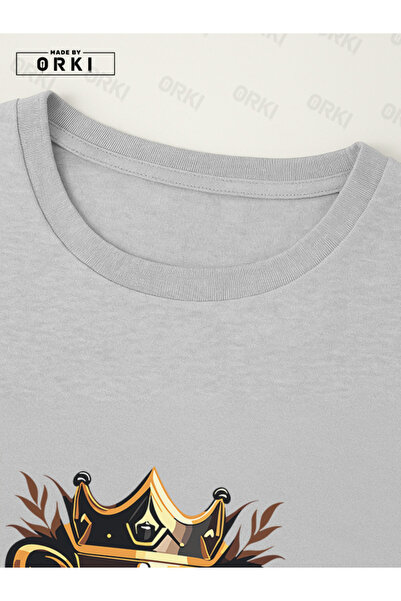 EFFRENATU King of the Street Printed Oversize Large Size Gray T-Shirt & Black Pants Tracksuit Set