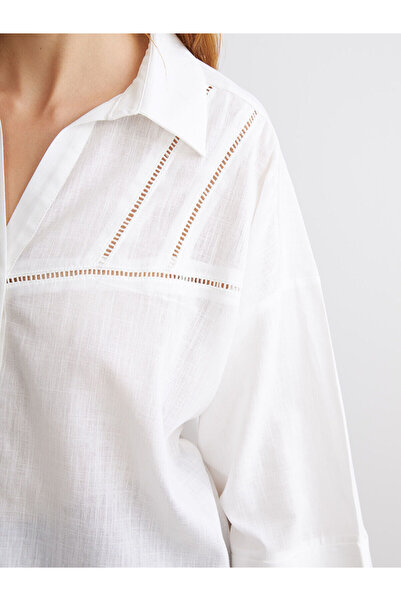 LC Waikiki Ajurlu Oversize Poplin Kadın Gömlek