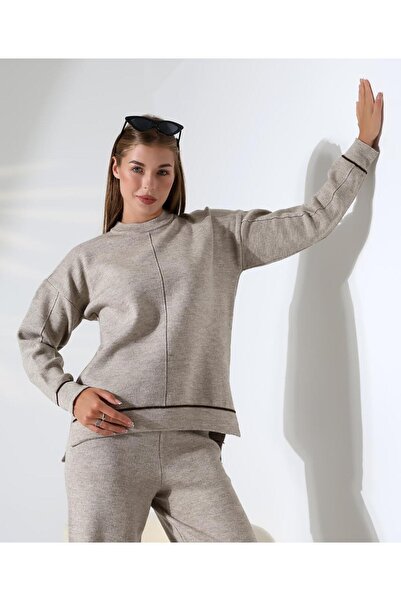 REDMİNA fashion Contrast Stitched Women's Knitwear Set