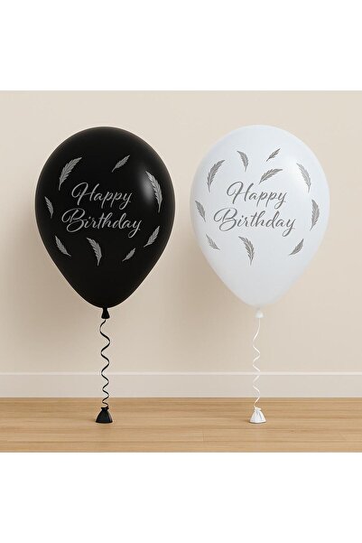 Balonsan بالون عيد ميلاد سعيد مطبوع عليه ريشة، عبوة من 25 قطعة