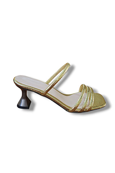 BARONES SHOES Gold Color Mirror Material Silver Buckle Goblet Heeled Women's ...