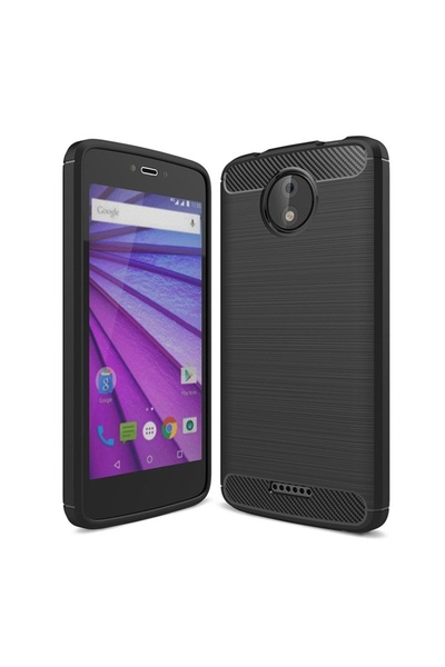 Atlas Θήκη MOTOROLA Moto C Plus - Luxury Carbon TSS, Μαύρη