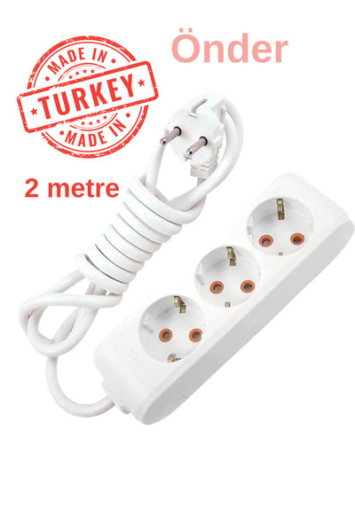 SAFİ ZADE Önder 2 Metre Kablolu Topraklı Ara Kablosu Uzatmalı Seyyar 3lü Grup...