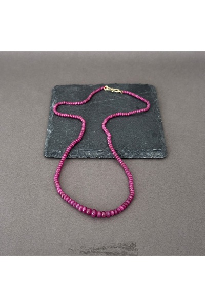 turkuaz&naturelTaşçıMurat1990 Orjinal Burma Yakut Doğal Taş Dizi Kolye AAA Kalite Hakiki Yakut Dizi 14k Altın Yakut Kolye