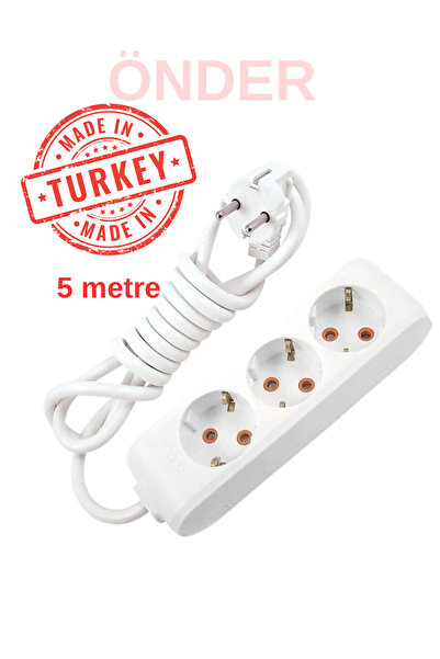 SAFİ ZADE Önder 5 Metre Kablolu Topraklı Ara Kablosu Uzatmalı Seyyar 3lü Grup...