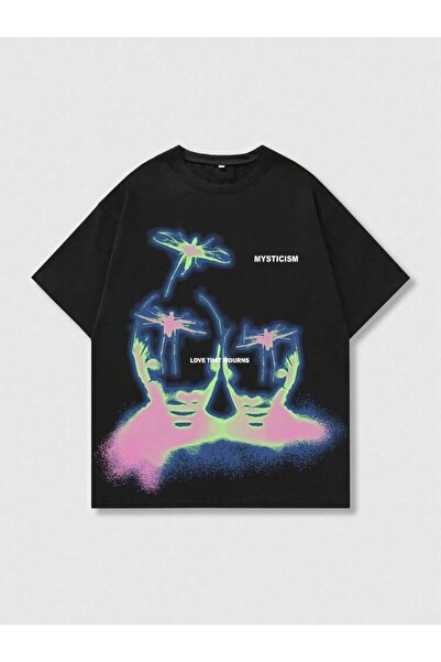 MAYDAY CULTURE Tricou cu imprimeu Streetwear Tricou unisex oversize negru