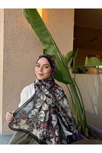 efdal şal eşarp Σάλι από βαμβάκι Aqua με σχέδιο τουλίπας