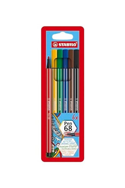 Stabilo Pen 68 6'lı Askılı Pk. Keçeli Kalem (6806/PL-77)