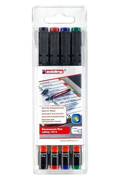 Edding 140S Permanent Asetat Kalemi S Uç 4 Adet - Karışık Renk