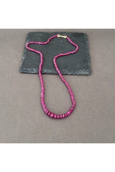 turkuaz&naturelTaşçıMurat1990 Orjinal Burma Yakut Doğal Taş Dizi Kolye AAA Kalite Hakiki Yakut Dizi 14k Altın Yakut Kolye