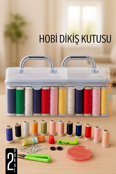 Transformacion Dikiş Seti - 42 Parça Renkli Dikiş Seti – Mezuralı, Taşınabili...