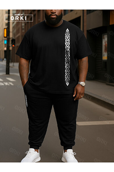 EFFRENATU Trendy Stylish Printed Plus Size Black Tie-Dye T-Shirt & Black Pant...