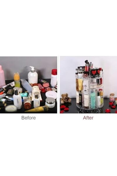 Generic 360° Spinning Makeup Organizer – Clear Acrylic Beauty Storage with Adjustable Shelves
