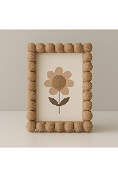 klubeconcept Decorative Photo Frame with Pompom, Desktop Standing, Can Be Hanged on the Wall, Set of 2