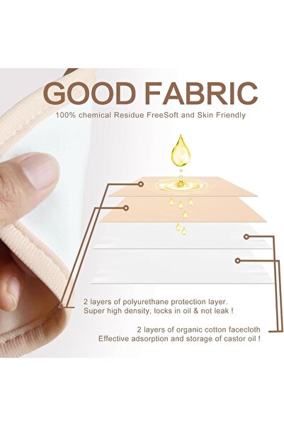 Generic 4 Pcs Castor Oil Pack Wrap Organic Cotton for Liver Detox, Stomach, Belly, Neck, Breast & Entire Bod