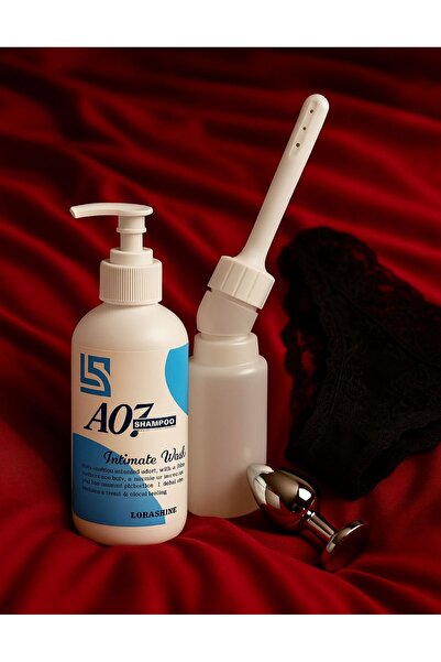 LoraShine İntim Koku Önleyici Şampuan ve Açılı Anal Temizlik Pompası – Hijyen ve Derin Temizlik Seti