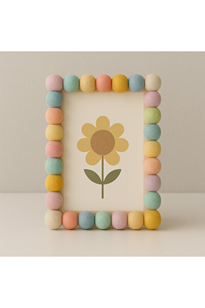 klubeconcept Decorative Photo Frame with Pompom Desktop Standing Can Be Hanged on the Wall 10X15
