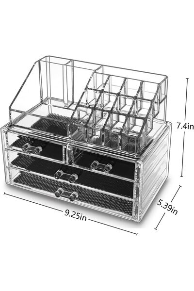 Generic Acrylic Makeup Organizers and Storage with 4 Drawers, Clear Stackable Cosmetic Jewelry Acces