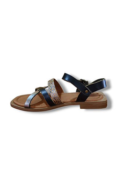 BARONES SHOES Genuine Leather Multi-Strap Square Toe Sandals