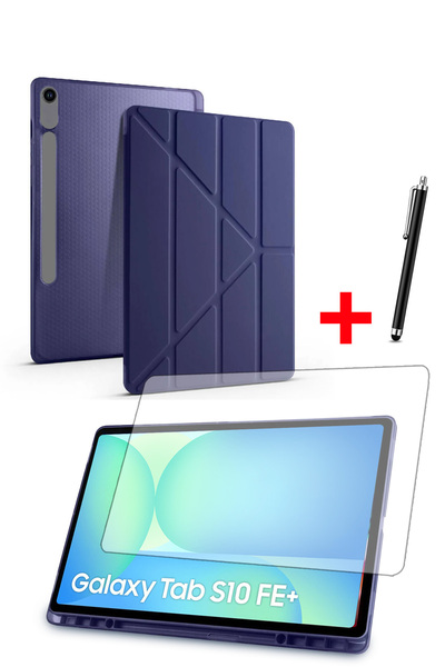 Nezih Case Samsung Tab S10Fe Plus 13.1” Compatible Tri-Folding Stand Case with Pen Compartment and Screen Protector Pen Set