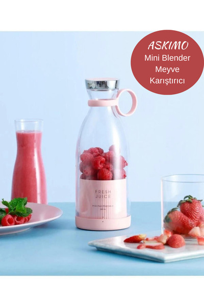 teknotrust Taşınabilir 350 ml Mini Meyve Blenderı, Pembe, İyi Karıştırma, Haf...