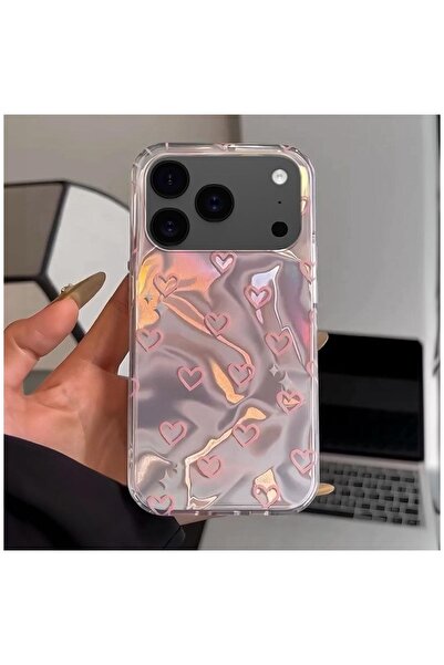 Zebana Apple iPhone 17 Pro Max Compatible Case Pink Heart Silicone Case Pink