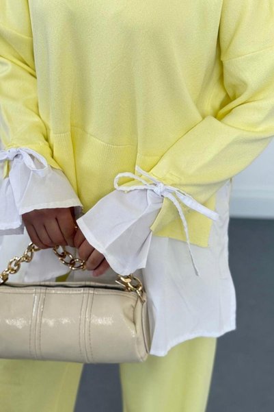 MERVEN AKYÜZ Senna Gömlekli Triko Takım Butter Yellow
