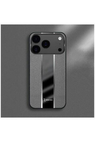 Zebana Apple iPhone 17 Pro Max Compatible Case Premium Leather Case Gray