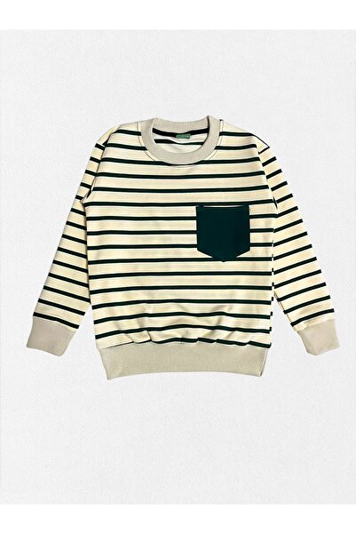 Fil Kids Σετ αγοριών από 100% βαμβάκι σε μπεζ χρώμα με πράσινες ρίγες, μακρυμάνικο και με τσέπες