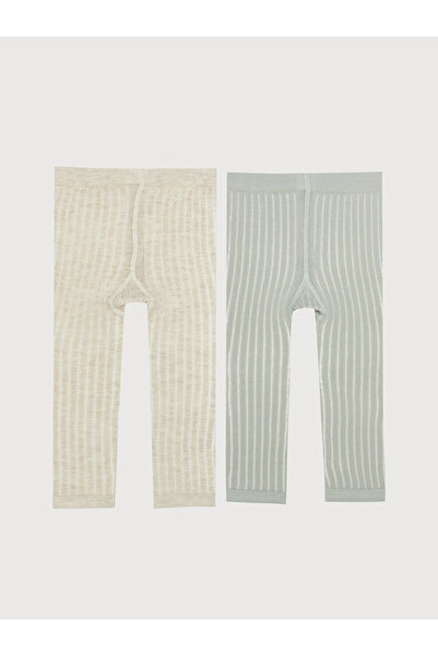 LC Waikiki Yeni Sezon Çizgili Kız Çocuk Külotlu Çorap 2'li