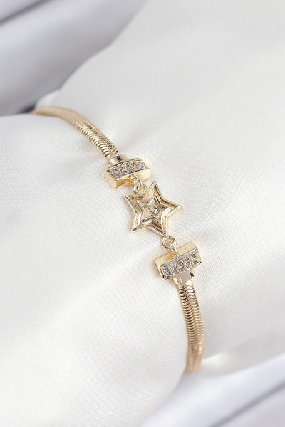 Clariss Brass Zircon Stone Star Model Gold Color Women's Bracelet