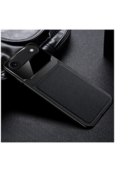 Zebana Apple iPhone 17 Air Uyumlu Kılıf Lens Deri Kılıf Siyah