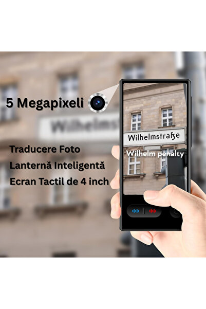 Velixo Smart Translator 4" Screen, 5MP, WiFi, BT, AI ChatGPT, Voice & Photo Translate, Flash, Case Included