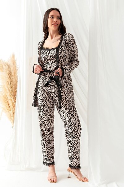 RBY Plus Size Pegasus Women's Pajama Set with Lace Detail on Robe-Dowry Set 2Xl-Grey